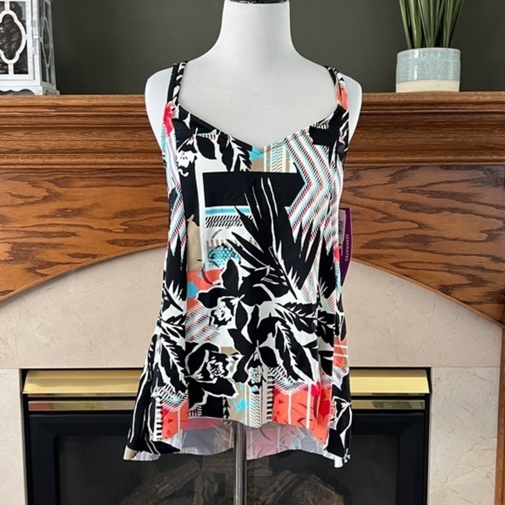 Fit Fix Separates Tropical Print Tankini Swim Top NWT‎ Sz. 14